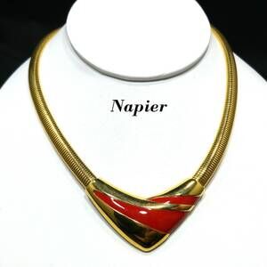 Vintage Napier Red Enamel Snake Chain Necklace, 1980s, 15"